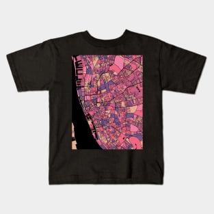 Liverpool Map Pattern in Purple & Pink Kids T-Shirt